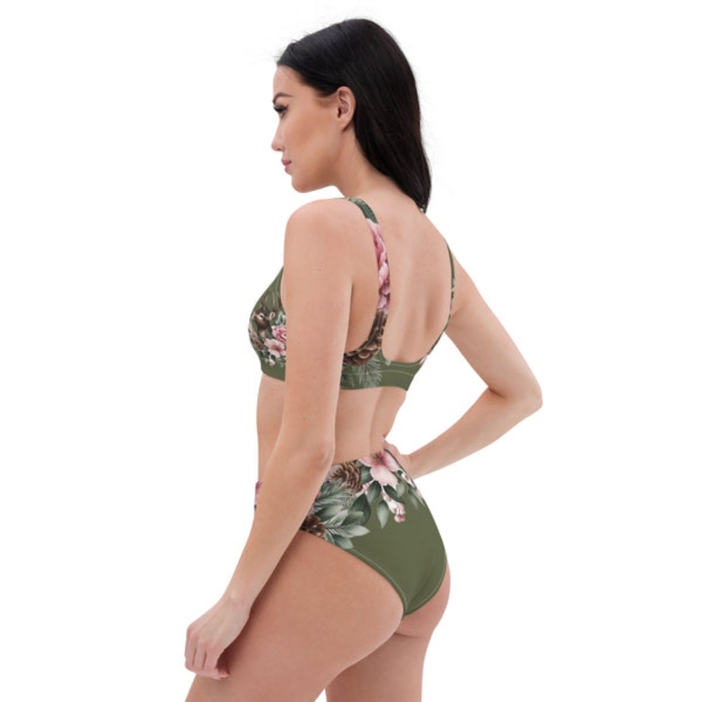 Deep Forest Green Recycled high-waisted bikini - Picture 7 of 8
